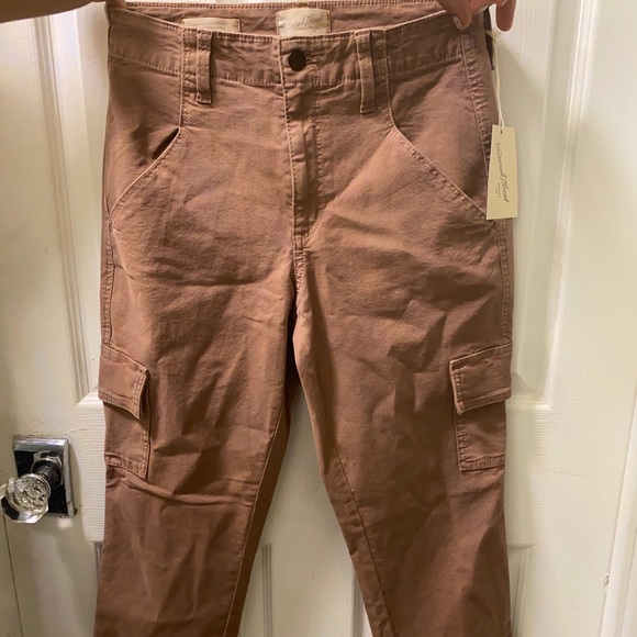 high rise slim straight brown cargo pants soze - Picture 1 of 1
